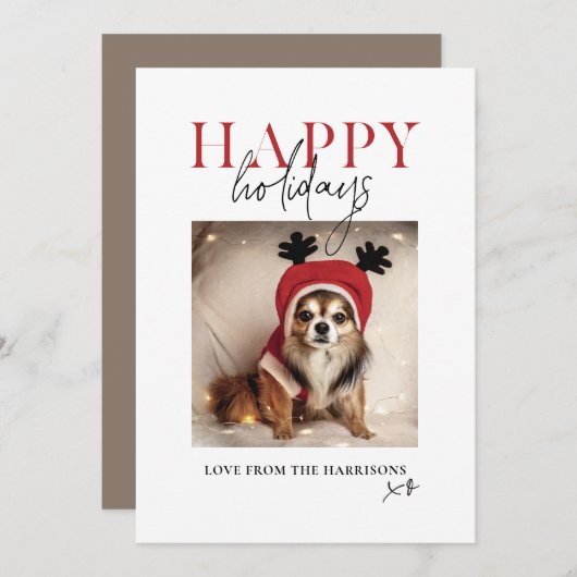 ペッミニマルトドッグが写真を撮るクリスマス シーズンカード (正面/裏面)
