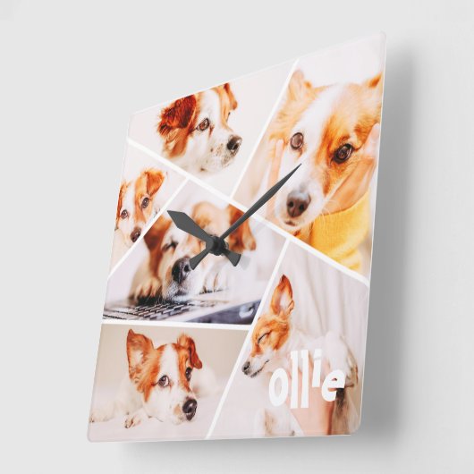 ペッモダントシンプルカスタム6画像丁合写真 スクエア壁時計 (傾斜)