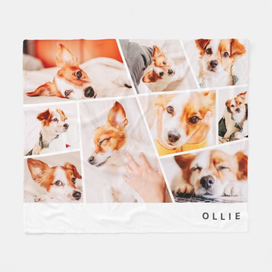 ペッモダントシンプルカスタム9 Photos Collage フリースブランケット (正面(横))