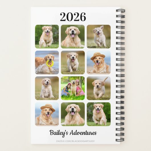 ペッモダントジパーソナライズされたャーナル犬写真コラージュ プランナー手帳 (裏面)