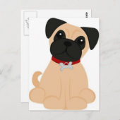 ペティクファッション – パグ ポストカード (正面/裏面)