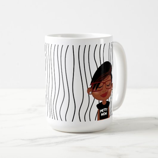 ペティ・ママ | おもしろい顔マストライプのザーデイマグ コーヒーマグカップ (正面右)
