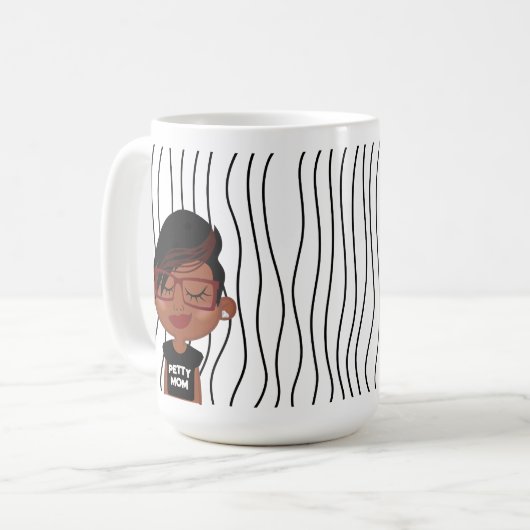 ペティ・ママ | おもしろい顔マストライプのザーデイマグ コーヒーマグカップ (正面左)