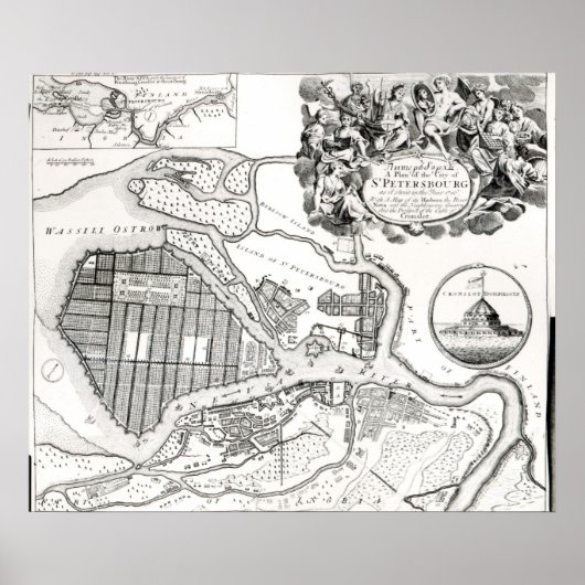 ペテルブルクの地図 ポスター (正面)