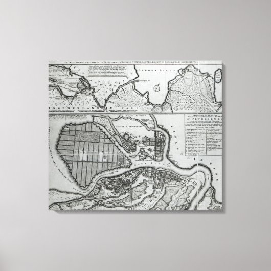 ペテルブルクの地図， c.1750 キャンバスプリント (正面)