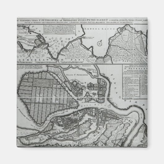 ペテルブルクの地図, c.1750 マグネット (正面)