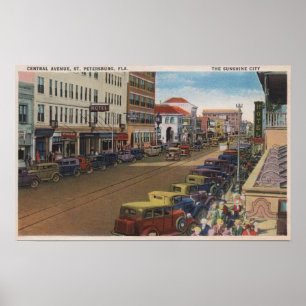 ペテルブルク州（フロリダ州） – 中央アベニューの表示 ポスター