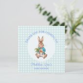 ペテロにニンジンで座っているウサギをパーソナライズ サンキューカード (スタンド正面)