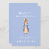 ペテロのオーソナライズウサギの赤ちゃんシャワーありがとう サンキューカード (正面/裏面)