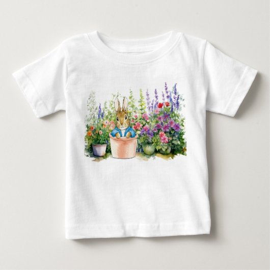 ペテロの庭のポット植物のウサギ ベビーTシャツ (正面)