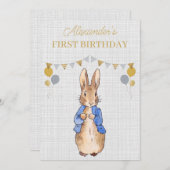 ペテロの誕生日をパーソナライズするウサギのinvitati 招待状 (正面/裏面)