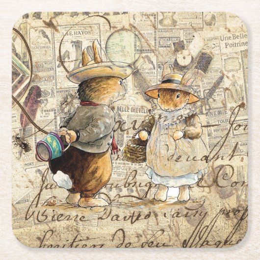 ペテロウサギ組成 スクエアペーパーコースター (正面)