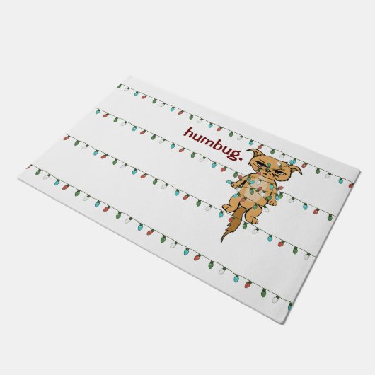 ペテンおもしろいバ絡み不機嫌なクリスマス猫の休日 ドアマット (アングル)