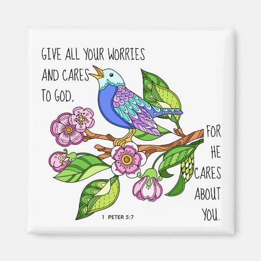 ペテ色彩の鮮やかロ5:7からの聖句 マグネット (正面)