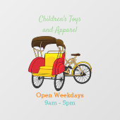 ペディカブ人力車の漫画イラストレーション ウィンドウサイン (シート)