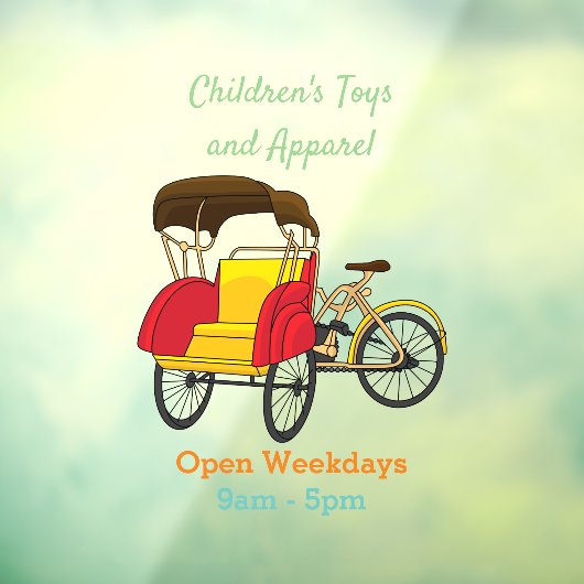 ペディカブ人力車の漫画イラストレーション ウィンドウサイン (シート3)