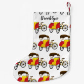 ペディカブ人力車の漫画イラストレーション スモールクリスマスストッキング (裏面)