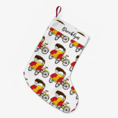 ペディカブ人力車の漫画イラストレーション スモールクリスマスストッキング (正面 (吊り時))