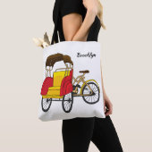 ペディカブ人力車の漫画イラストレーション トートバッグ (クローズアップ)