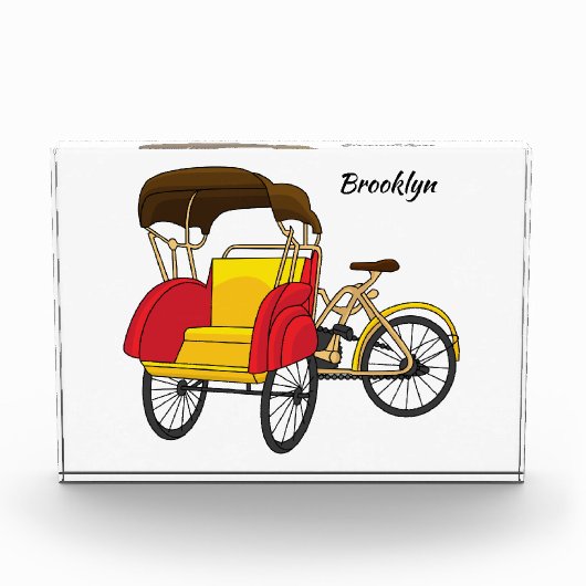 ペディカブ人力車の漫画イラストレーション フォトブロック (正面)