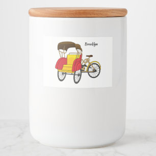 ペディカブ人力車の漫画イラストレーション フードラベル