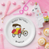 ペディカブ人力車の漫画イラストレーション ペーパープレート (パーティー)