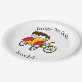 ペディカブ人力車の漫画イラストレーション ペーパープレート (アングル)