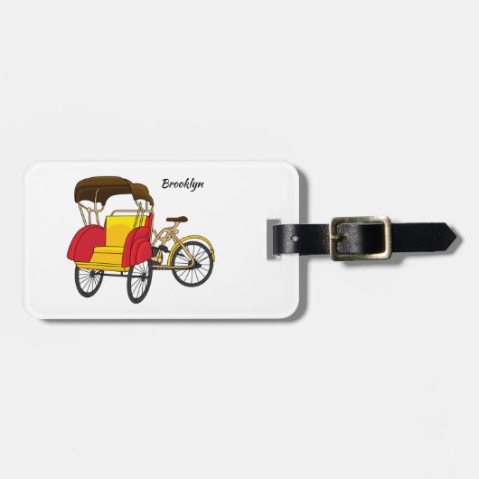 ペディカブ人力車の漫画イラストレーション ラゲッジタグ (正面横)