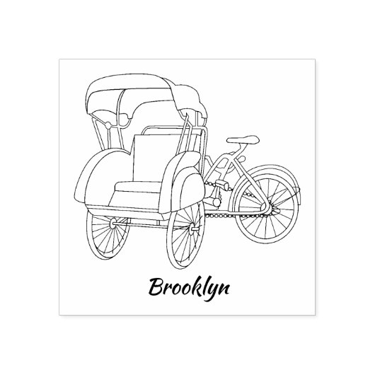 ペディカブ人力車の漫画イラストレーション ラバースタンプ (インプリント)