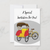 ペディカブ人力車の漫画イラストレーション 招待状 (裏面)