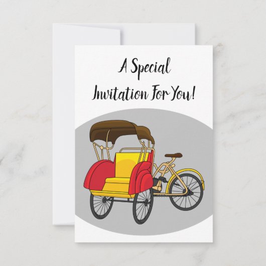 ペディカブ人力車の漫画イラストレーション 招待状 (裏面)