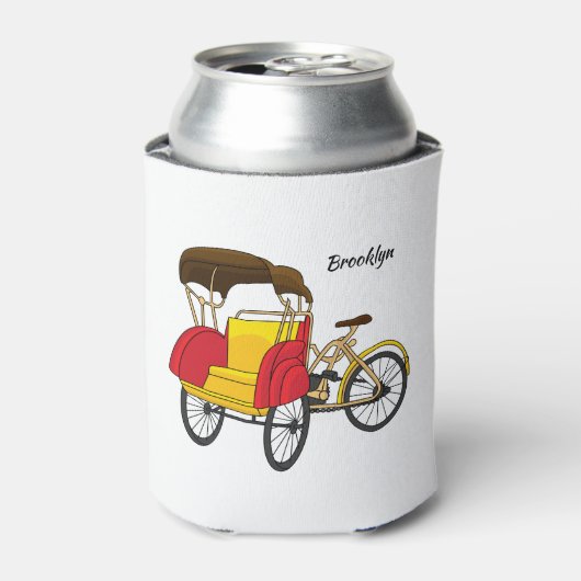 ペディカブ人力車の漫画イラストレーション 缶クーラー (缶正面)
