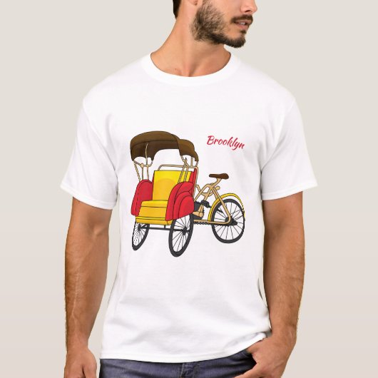 ペディカブ人力車の漫画イラストレーション Tシャツ (正面)