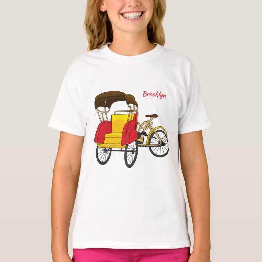 ペディカブ人力車の漫画イラストレーション Tシャツ (正面)