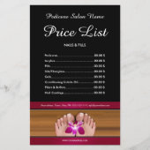 ペディキュアネイルサロン価格表ブラックピンクフライヤー チラシ (正面)