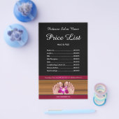 ペディキュアネイルサロン価格表ブラックピンクフライヤー チラシ (シングル)