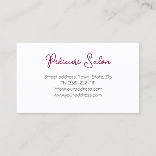 ペディキュアネイルサロン次回の訪問リマインダーカード 名刺 (裏面)