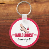 ペディキュアユーモアのあるピンクポーランドネイルサロン キーホルダー (正面)