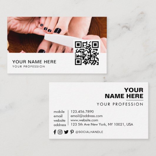 ペディキュア名刺QRコード 名刺 (正面/裏面)