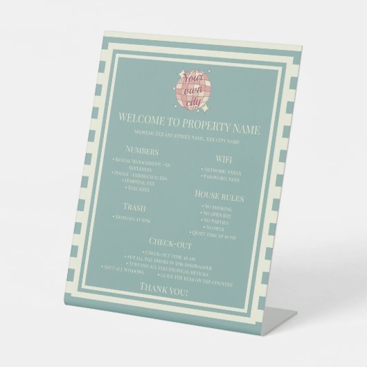 ペデスタルサインウェルカムハウスルール都市名 台座サイン (正面)