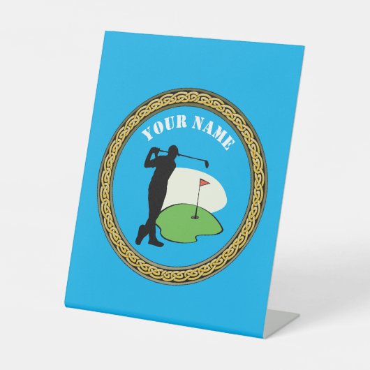 ペデスタルサインゴルフ – 名前の追加 – ゴルファー 台座サイン (正面)