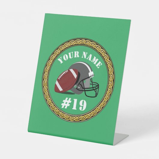 ペデスタルサインフットボール – 名前と番号を追加 台座サイン (正面)