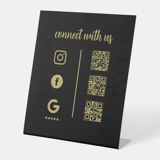ペデスタルサイン - Connect With Us QRディスプレイ 台座サイン (正面)