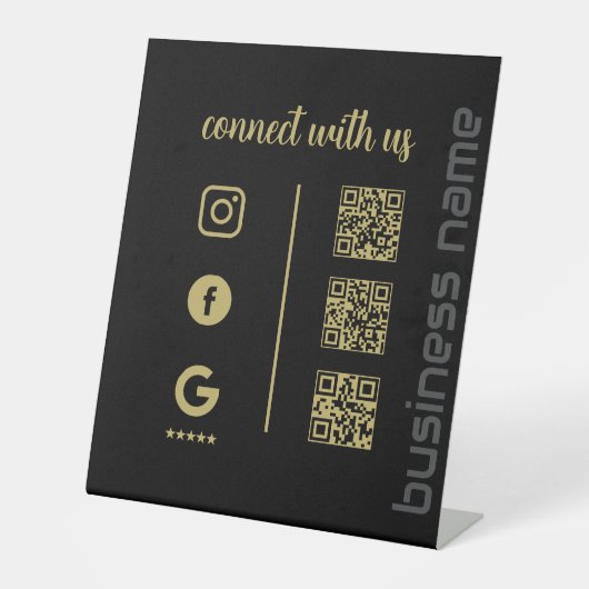 ペデスタルサイン – Connect With Us QRディスプレイ (B) 台座サイン (正面)