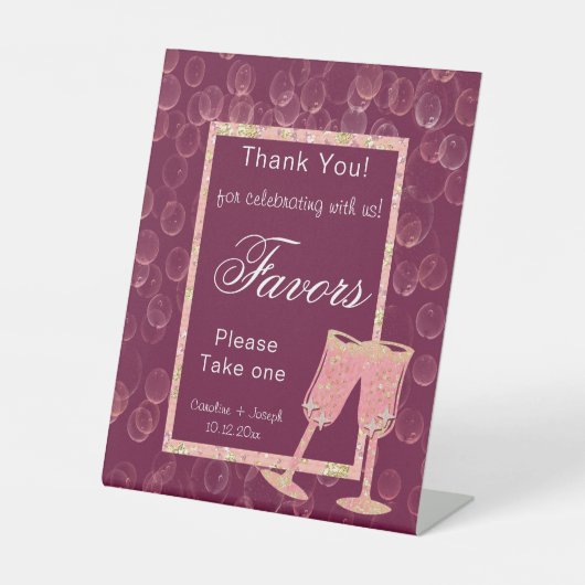 ペデスタル用のシャンパングラス2杯 台座サイン (正面)