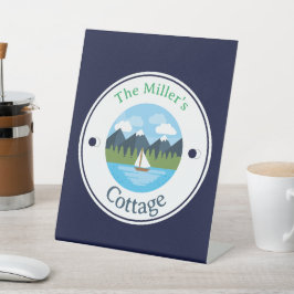 ペデスタル記号 – コテージパーソナライズされた- – 名前の追加 台座サイン