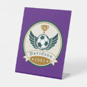 ペデスタル記号 – サッカーパーソナライズされた- – 名前の追加 台座サイン (正面)