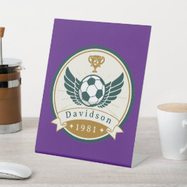 ペデスタル記号 – サッカーパーソナライズされた- – 名前の追加 台座サイン