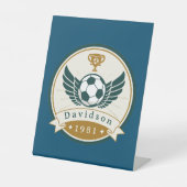 ペデスタル記号 – サッカーパーソナライズされた- – 名前の追加 台座サイン (正面)