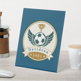 ペデスタル記号 – サッカーパーソナライズされた- – 名前の追加 台座サイン